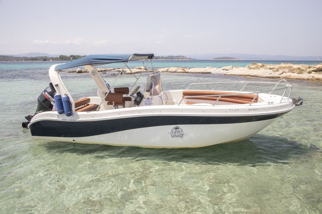GS Nautica Open 6.30 high-power boat for rent in Vourvourou—license required